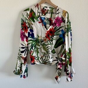 Parker Multicolor Floral Wrap Blouse Size Small